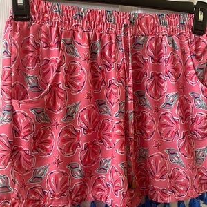 Simply Southern Seashell shorts-pink/mint shells with blue tassels